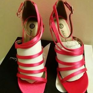 Fuchsia Satin strap heels